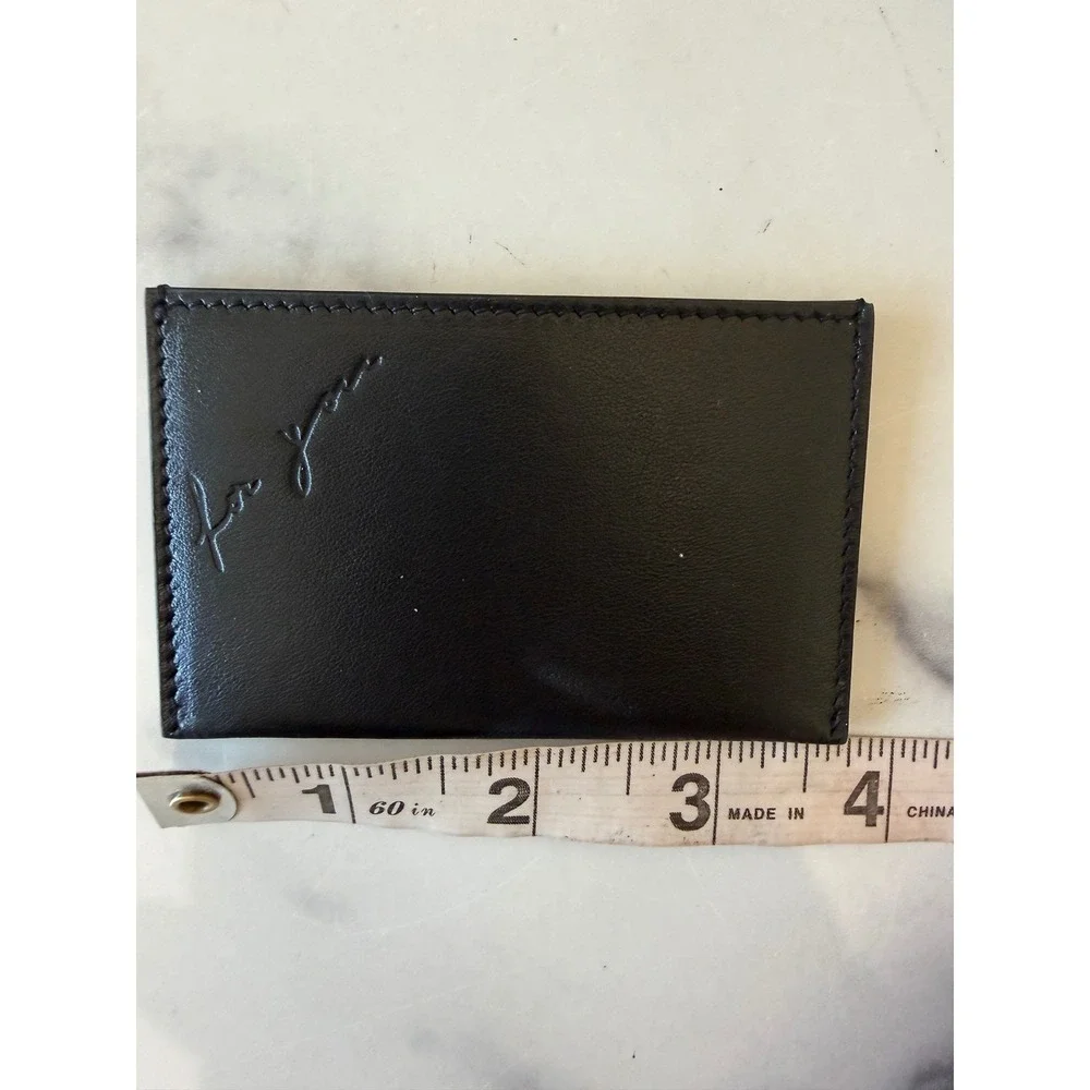 YSL Saint Laurent Paris Leather Card Holder Black Mirror Case Business Luxury